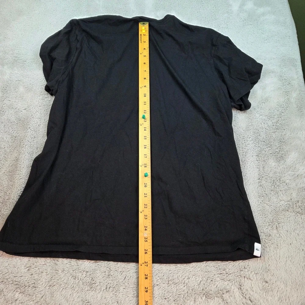Lacoste T-Shirt Mens XXL Short Sleeve Crew Neck Croc Logo Patch Solid Black